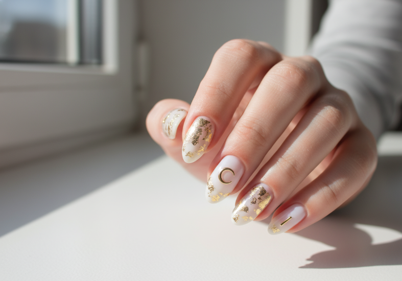 Gold foil and metal accent nail trend